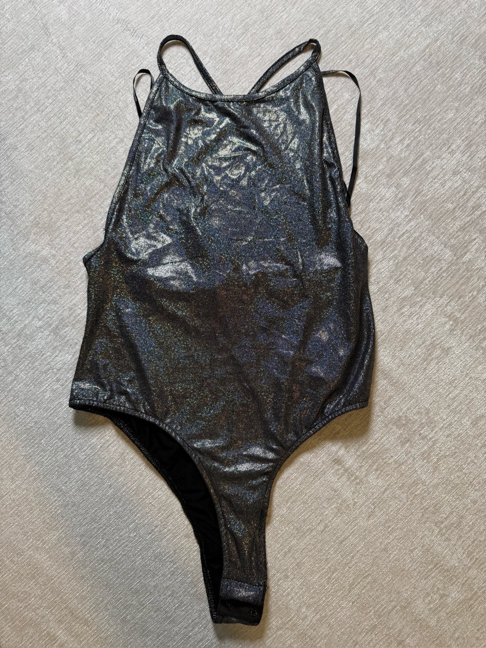 Forever 21 Girls' Shimmery Black High-Neck One-Piece